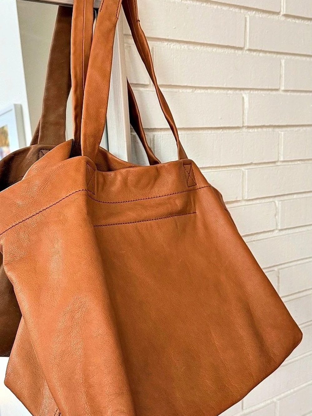Madewell Piazza large genuine Leather Tote Bag in saddle brown